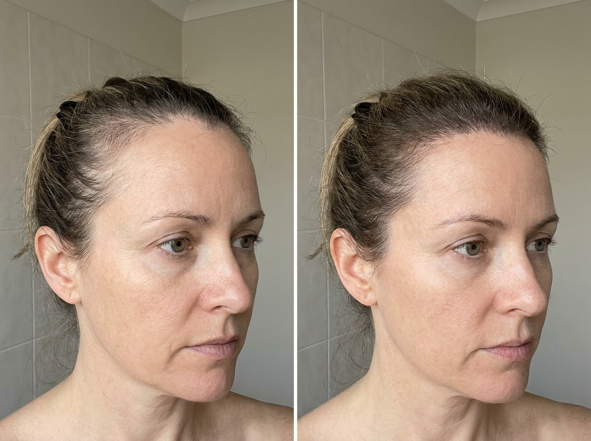 Voor en na: dun haar in de hoeken bij de haargrens