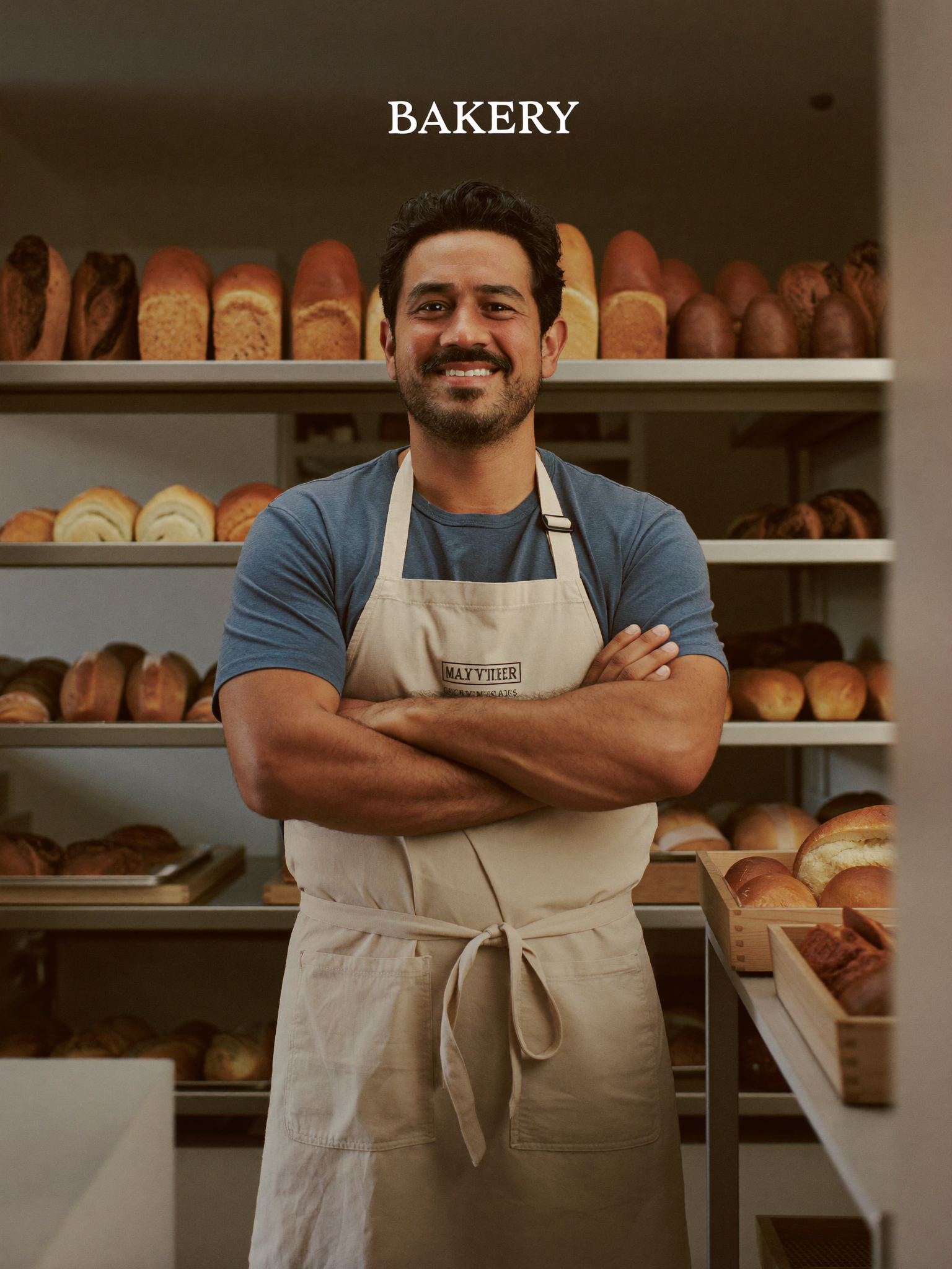 Propietario de una panadería en su negocio