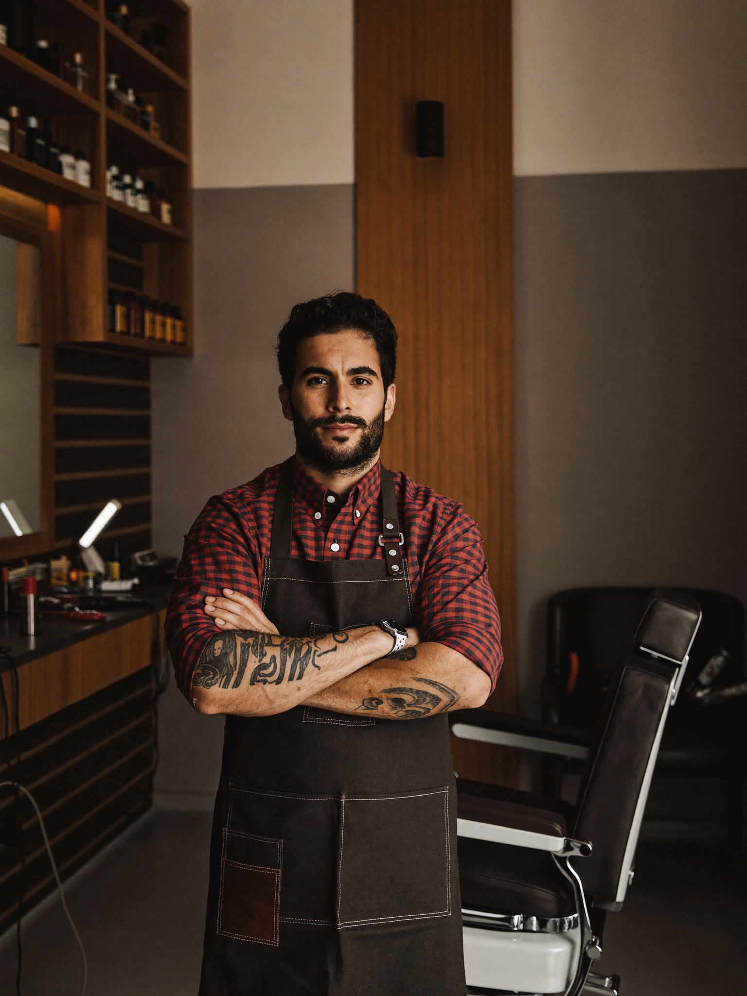 Barbero en su barbería moderna