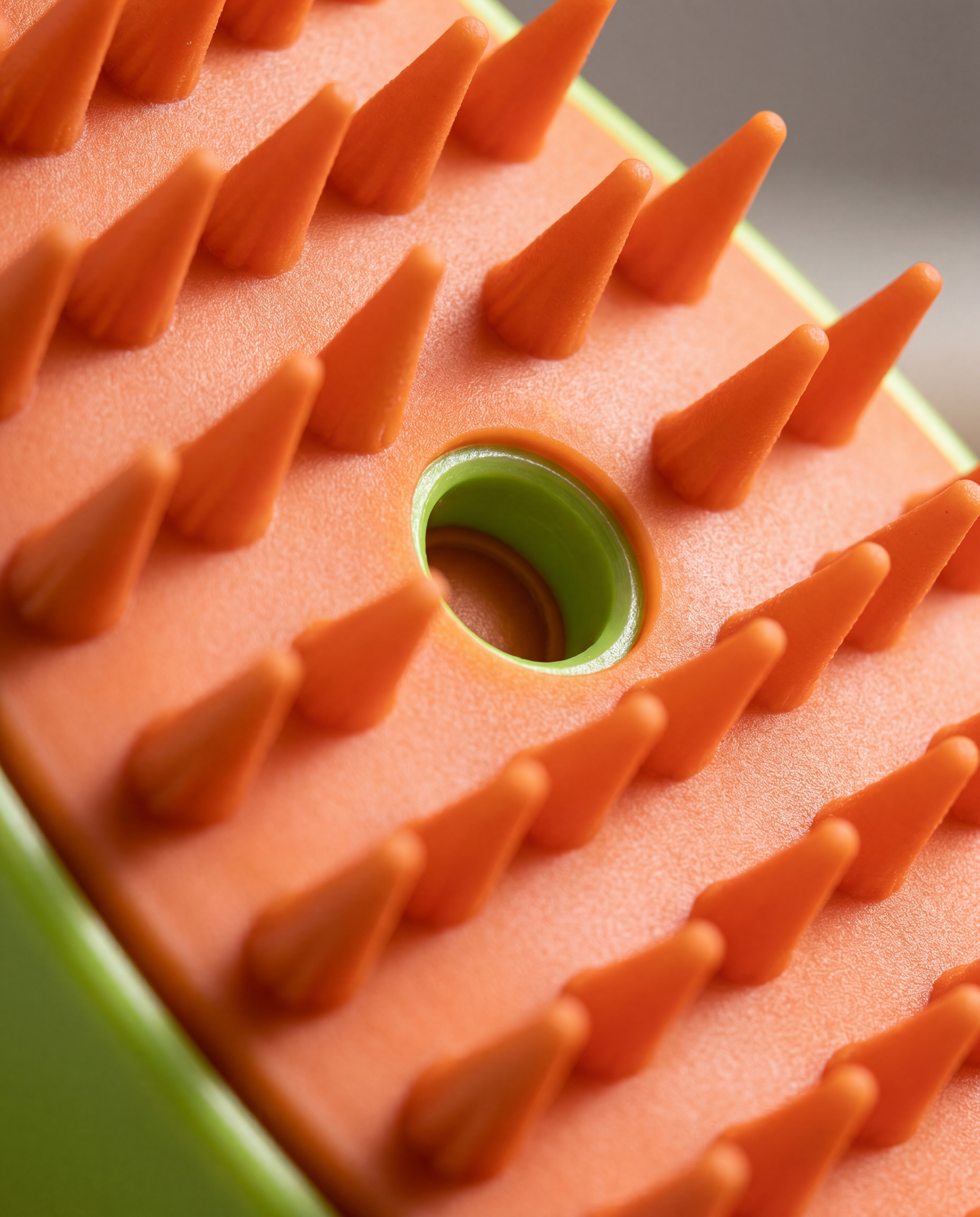 Soft silicone bristles close up