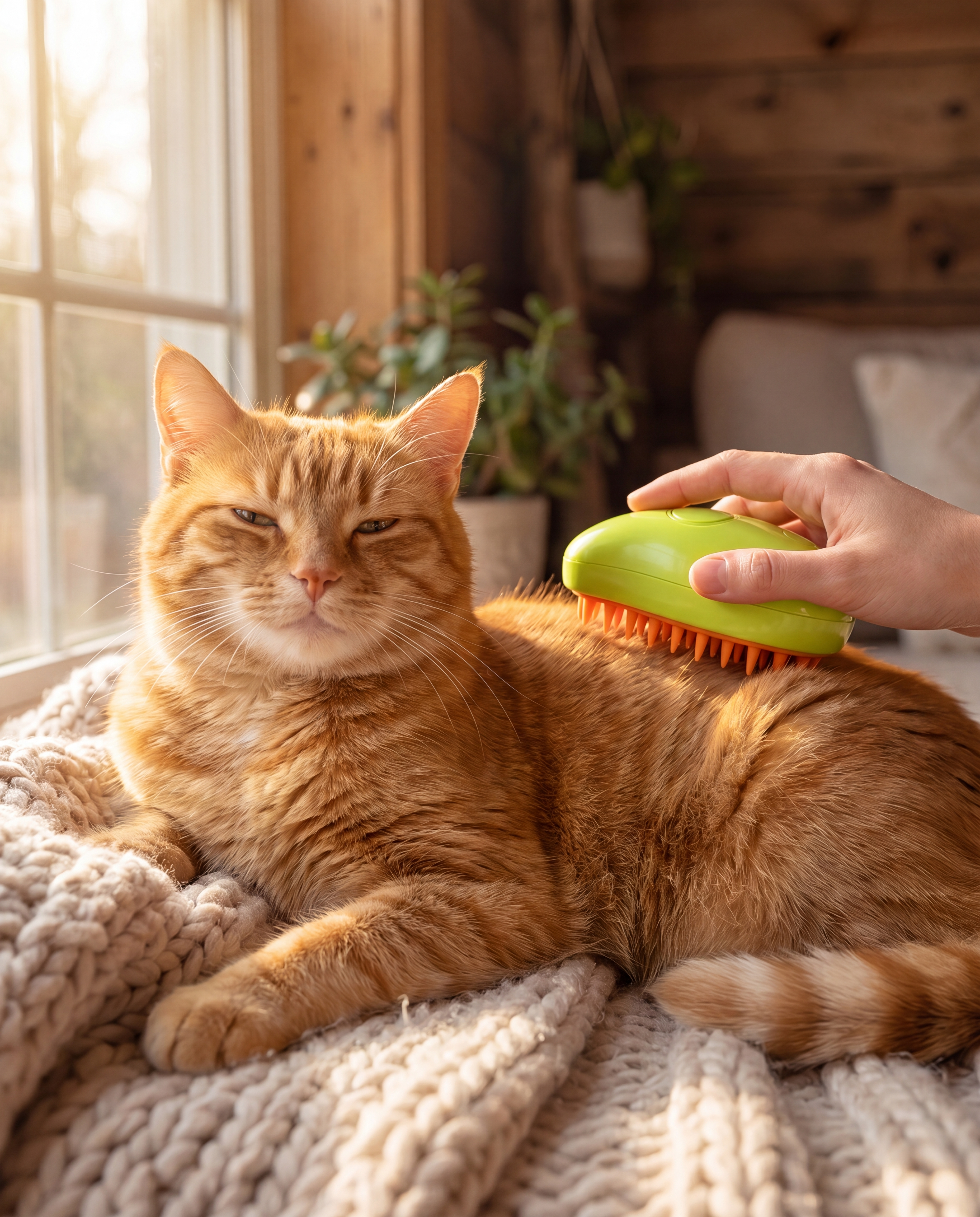 Relaxed pet enjoying a groom