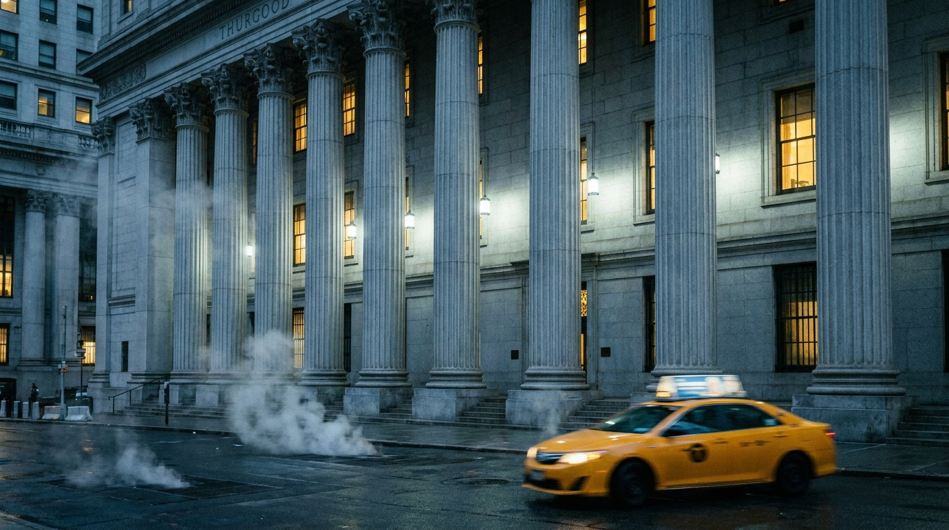 United States Courthouse, New York, at blue hour