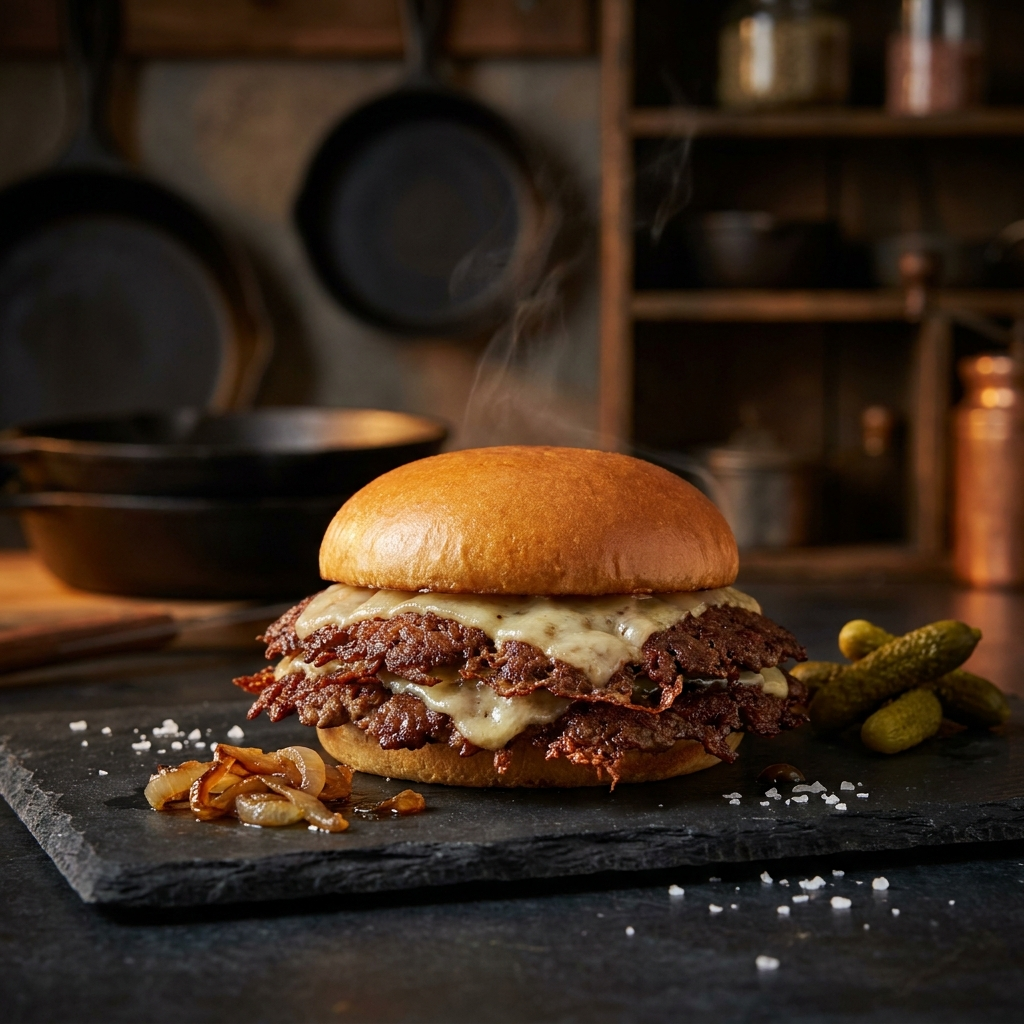 Gourmet burger food photography