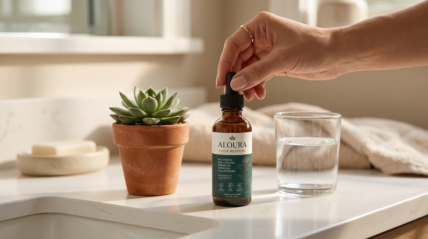 Aloura Liver Restore sublingual drops for PCOS support