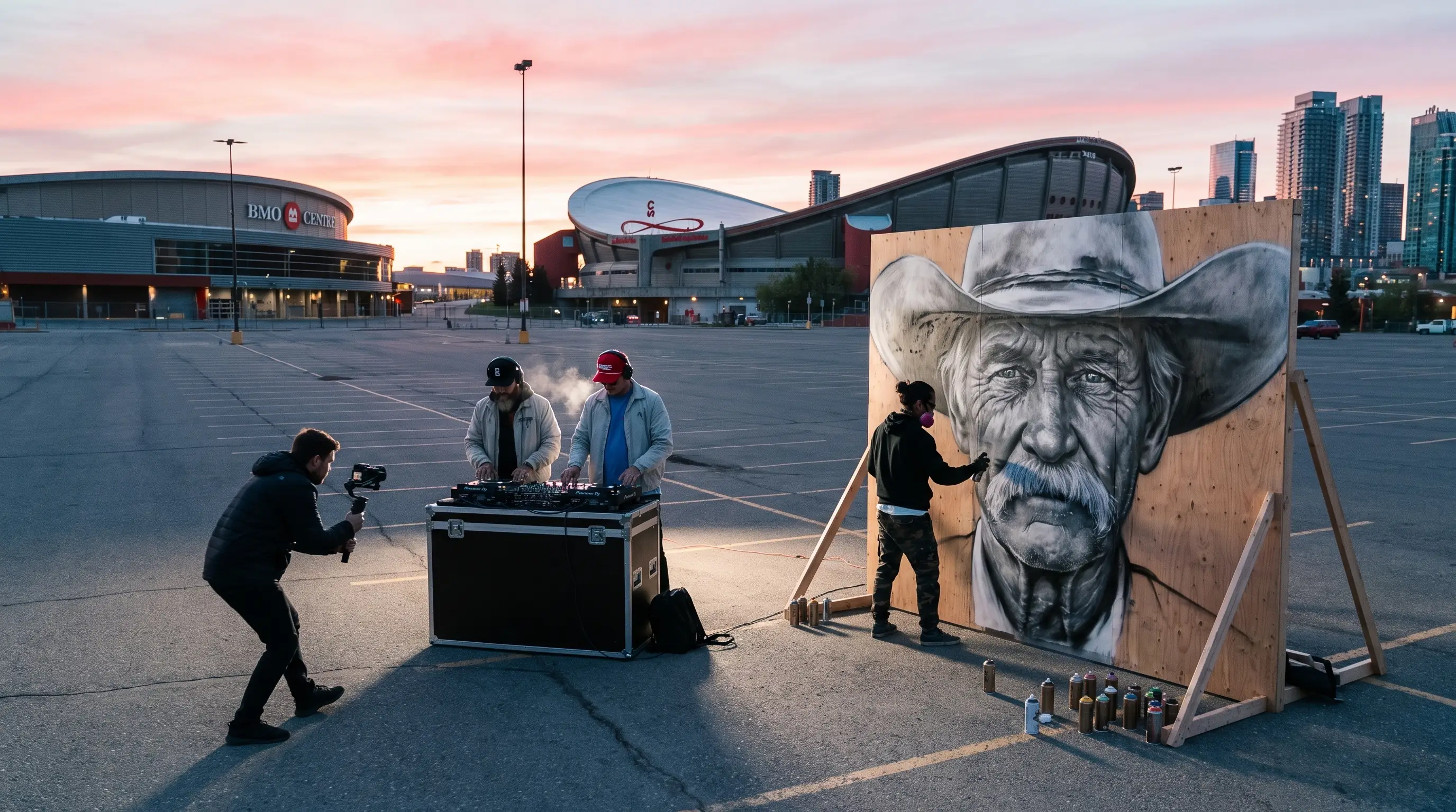 Concept — Stampede lot at sunrise