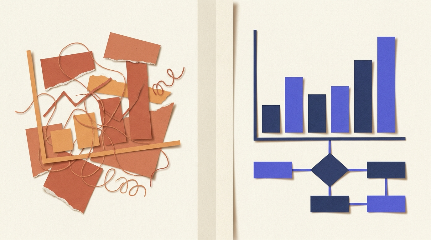 Comparaison entre mauvaise visualisation chaotique et bonne visualisation claire de données