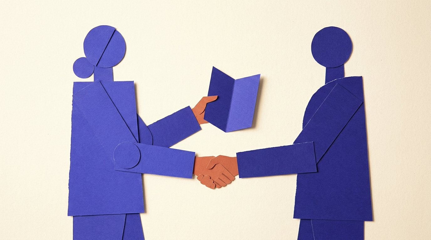 Livre blanc B2B remis en main propre comme prétexte d'ouverture d'un meeting commercial