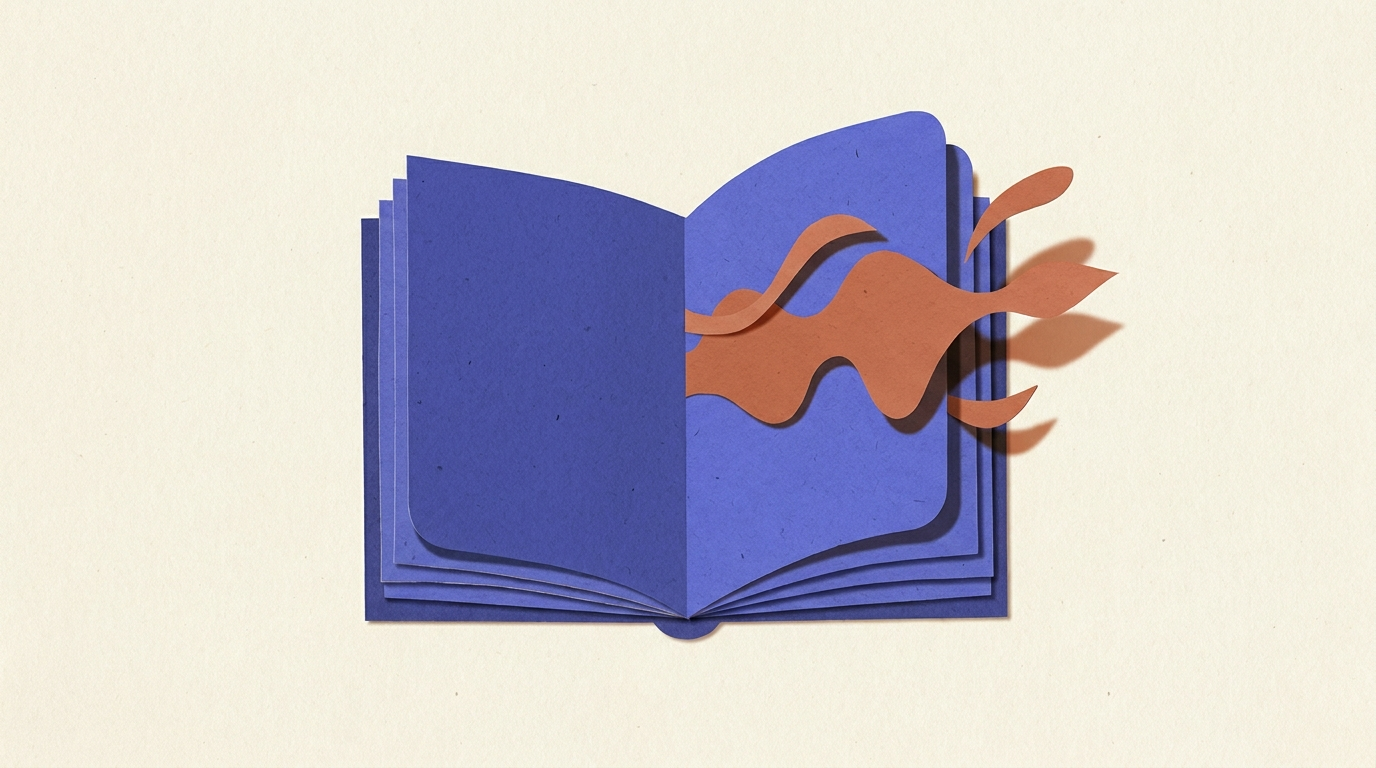 Version audio d'un livre blanc B2B avec ondes sonores émergeant des pages