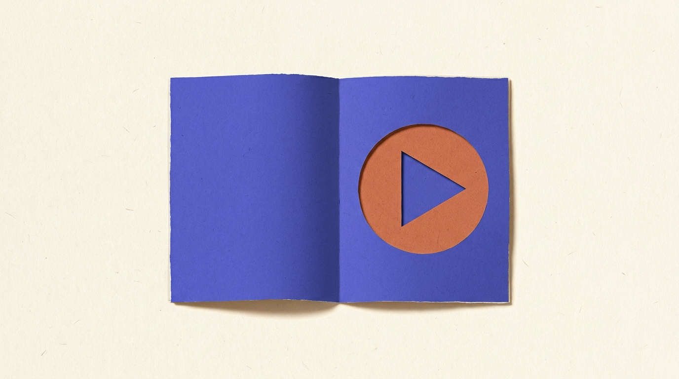 Vidéo intégrée dans un livre blanc B2B avec bouton lecture stylisé en page