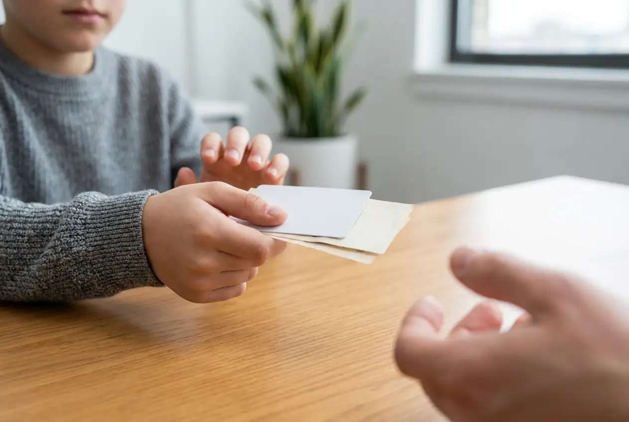 A hand holding out a card and cash, representing the upfront-fee red flag