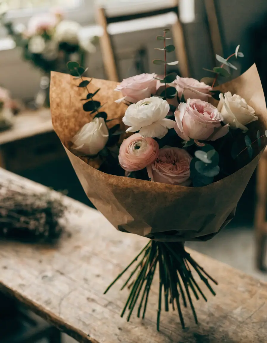 A hand-tied seasonal bouquet
