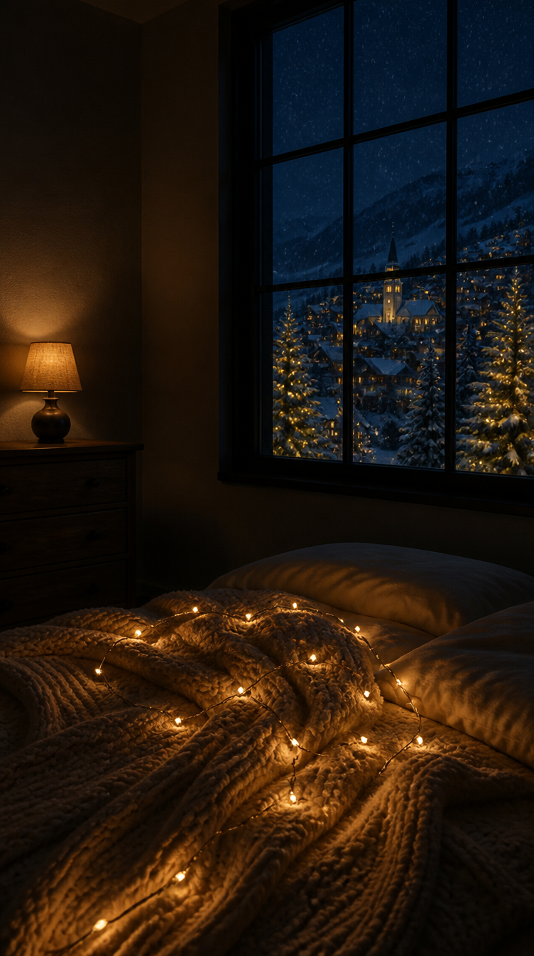 Hillside village from a bedroom corner