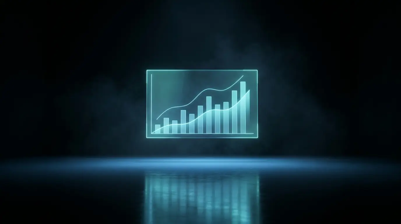 A single glowing sky-blue dashboard floating in a dark room