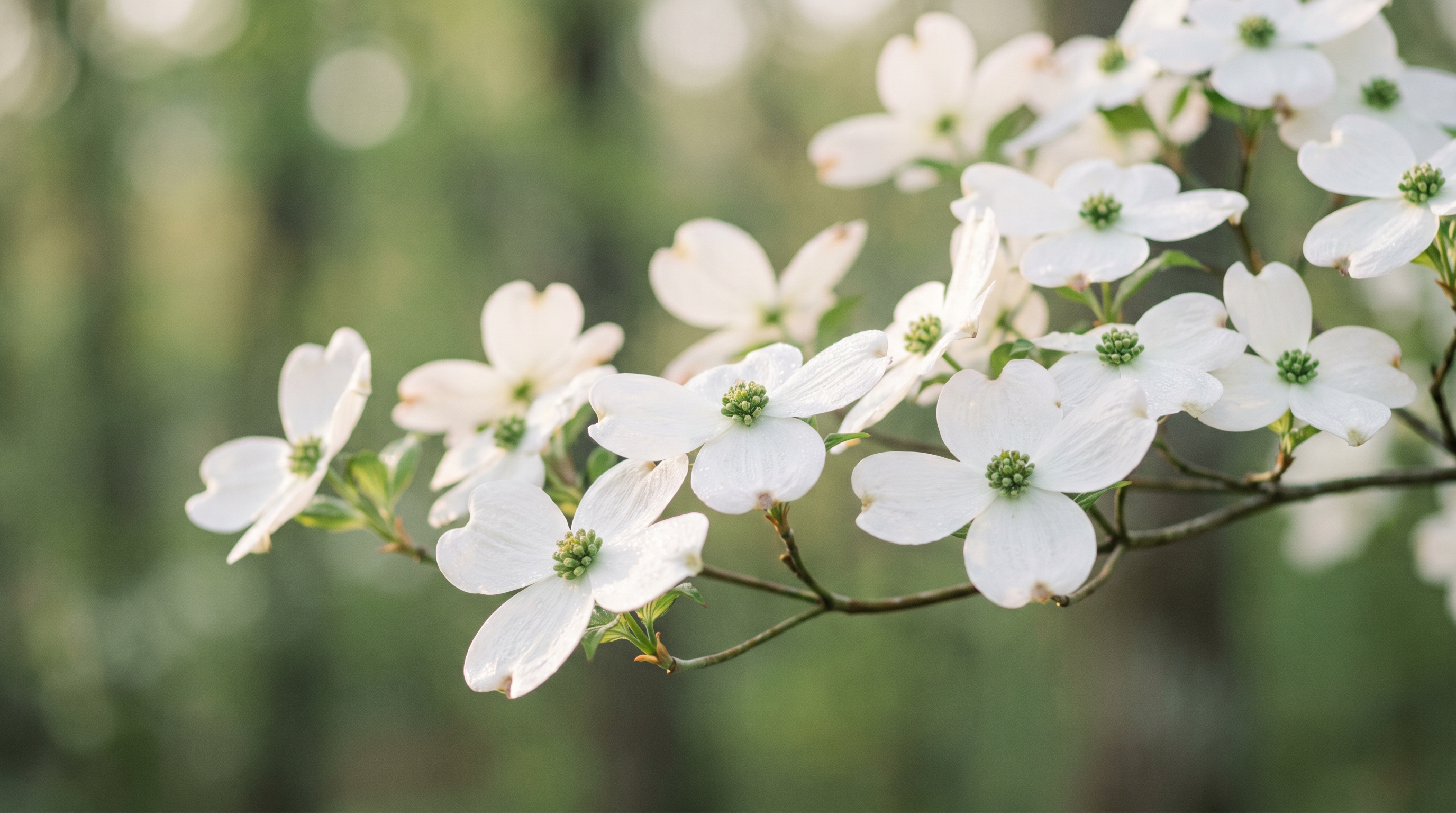 Blooming white dogwood in the Arkansas spring