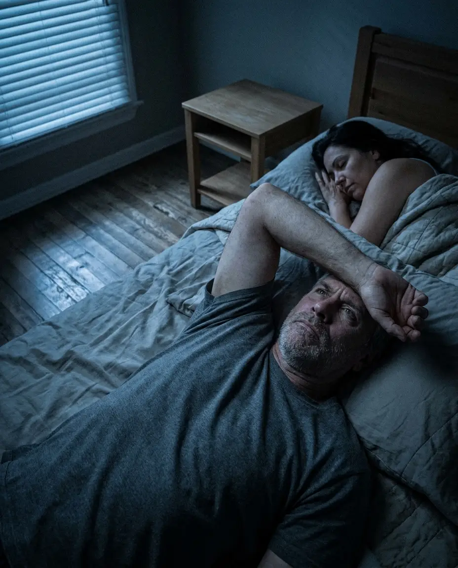 Man lying awake at 3am with tinnitus