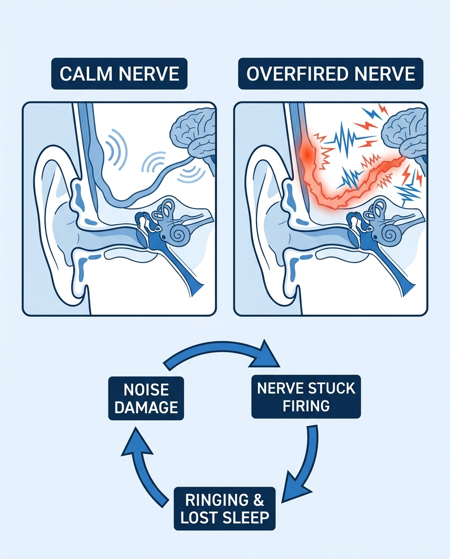 The Overfired Nerve Loop - calm nerve vs overfired nerve diagram