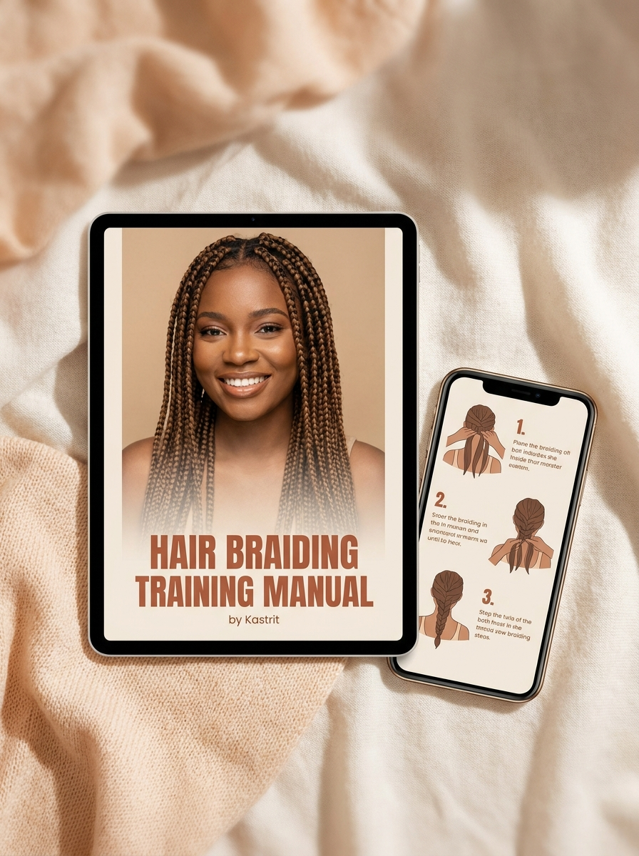 Hair Braiding Training Manual — digital guide on tablet and phone