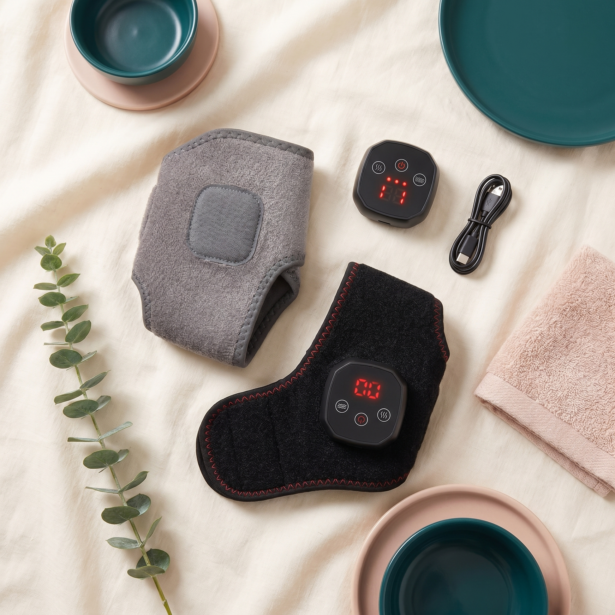 The soft wrap with its one-button control and charging cable