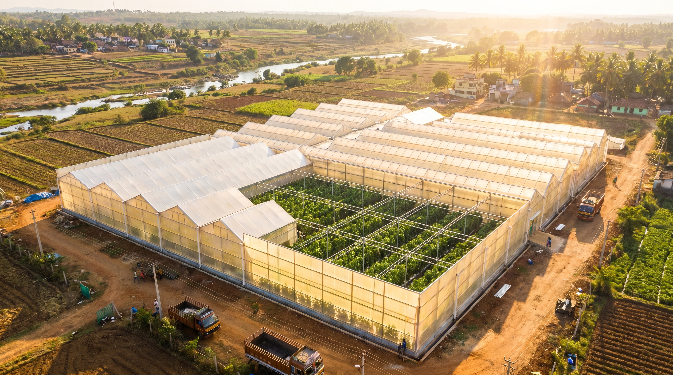 Greenhouse and agricultural polytunnel using twin wall polycarbonate sheets