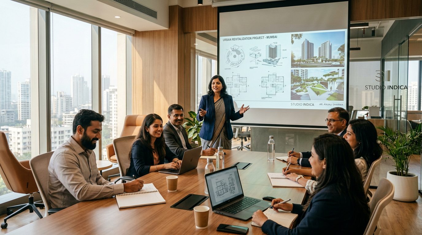 Architects attending a professional development session at their firm