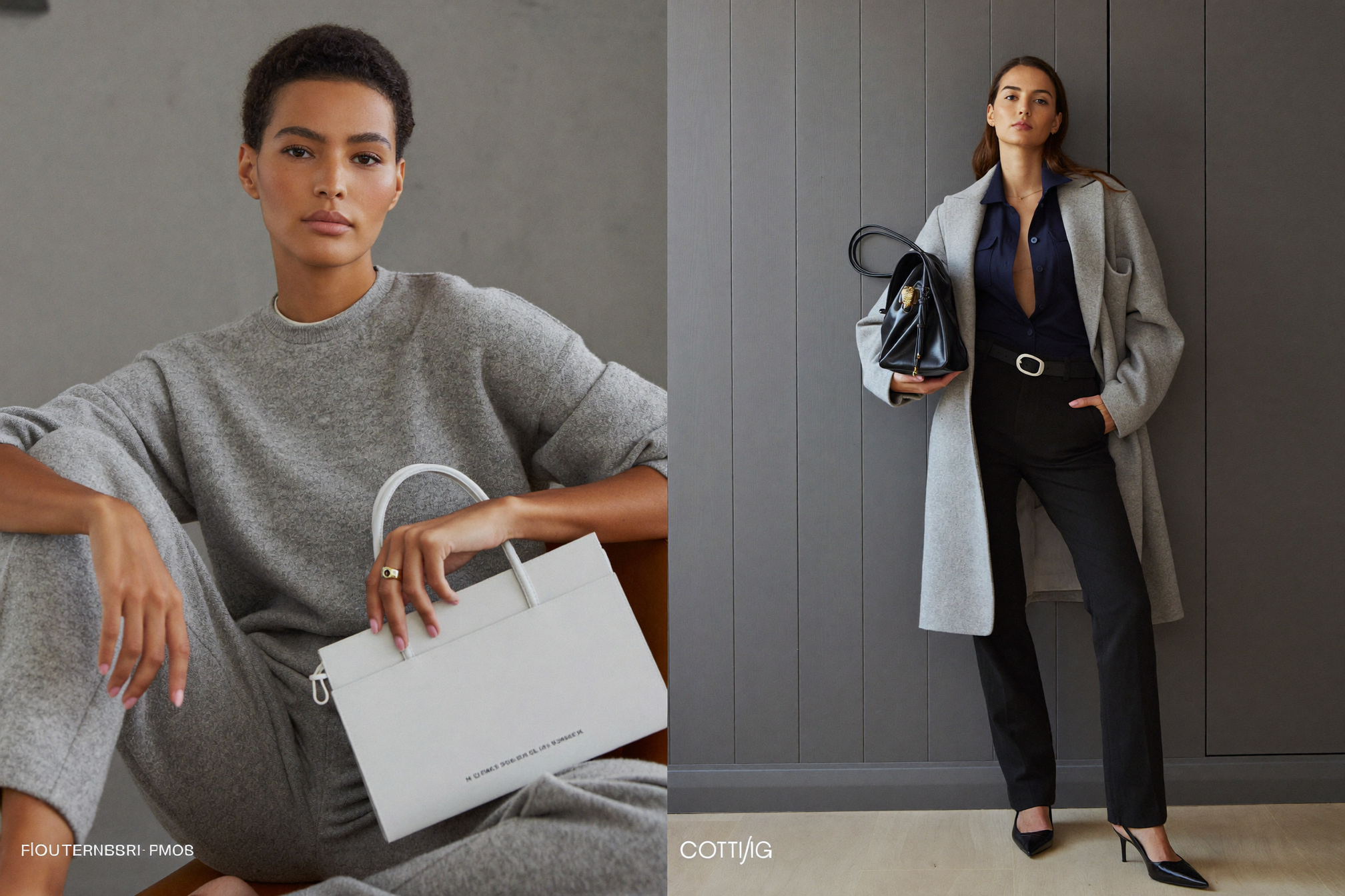 Femme passant d'un look loungewear à une tenue de sortie avec les mêmes essentiels Almond