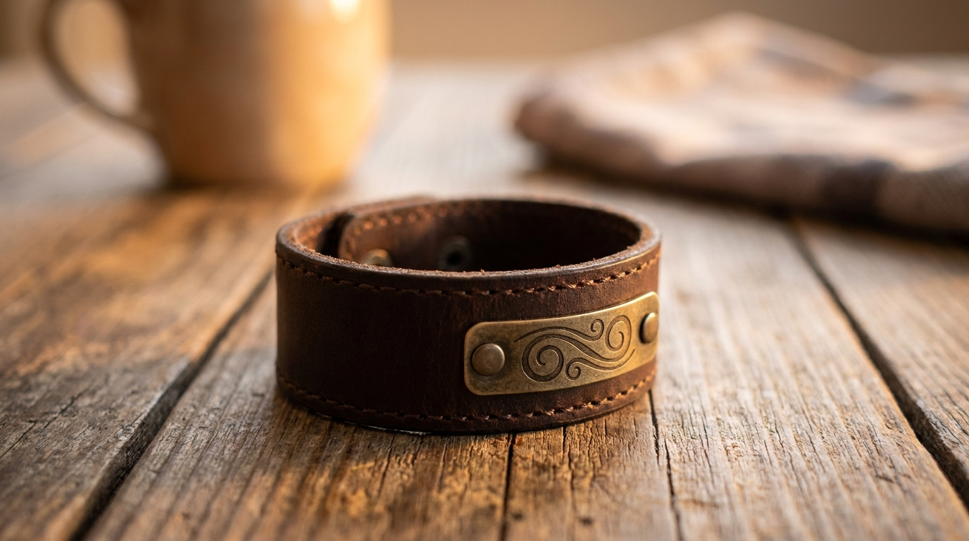 Graviertes Lederarmband als Vatertagsgeschenk für Papa