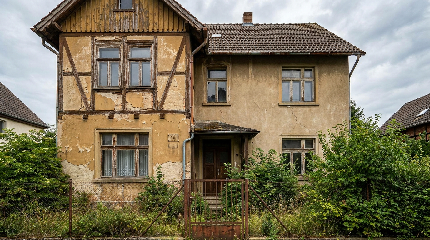 Haus mit verwitterter Fassade