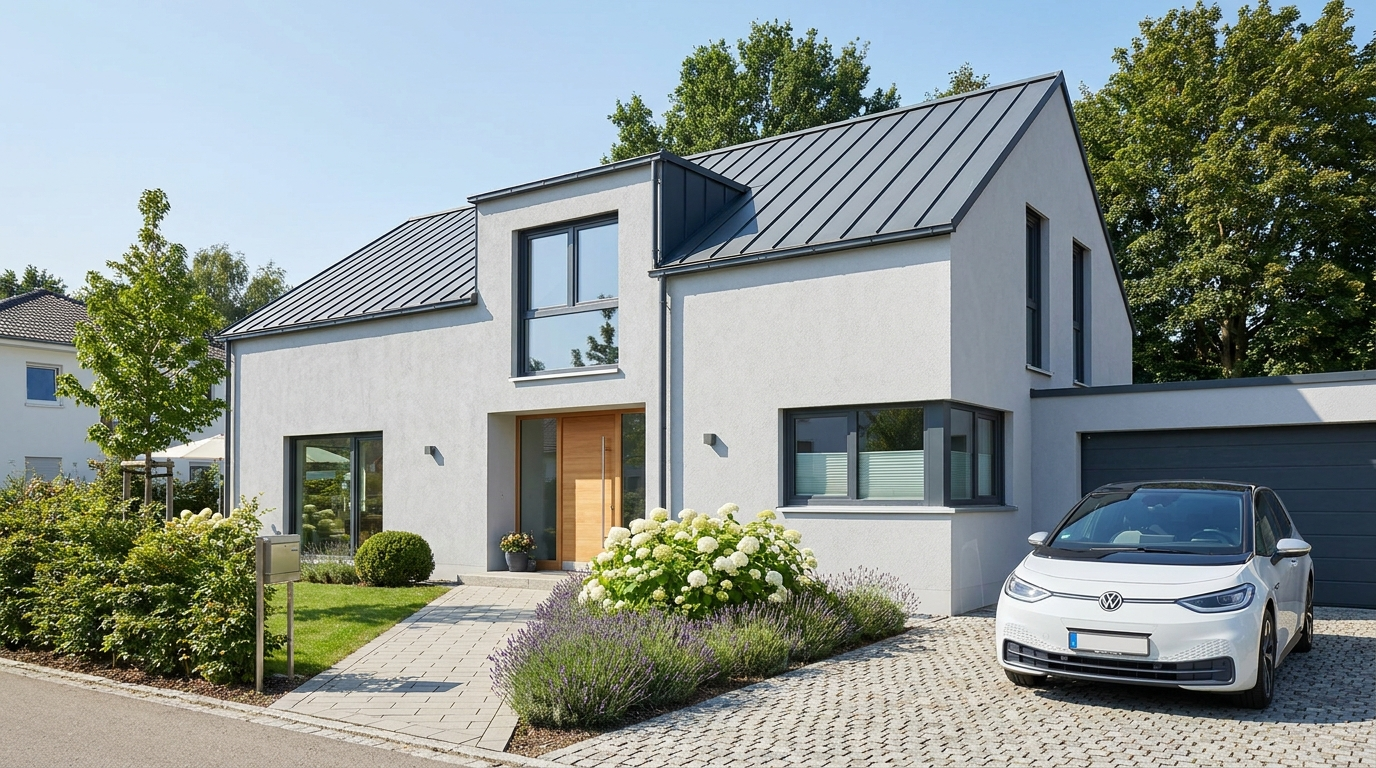 Haus mit frischem Außenanstrich