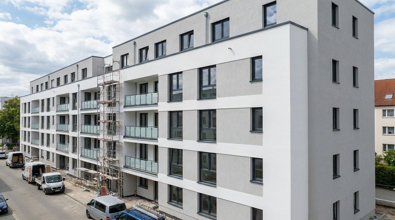 Mehrfamilienhaus nach WDVS-Sanierung
