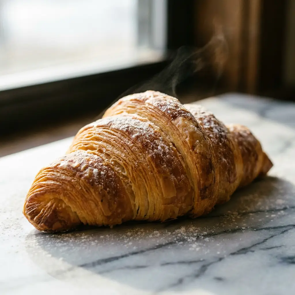 Croissant francés recién horneado