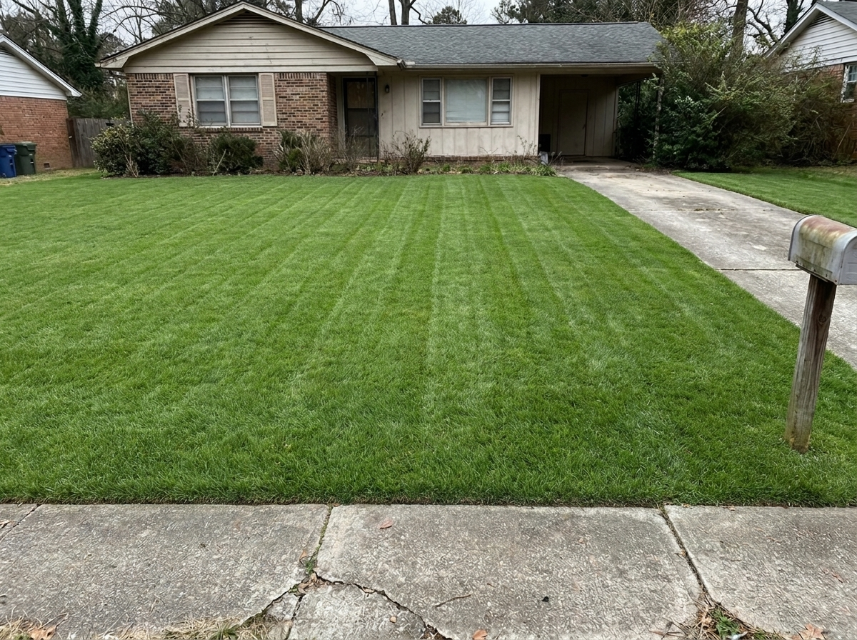 Freshly cut lawn after service