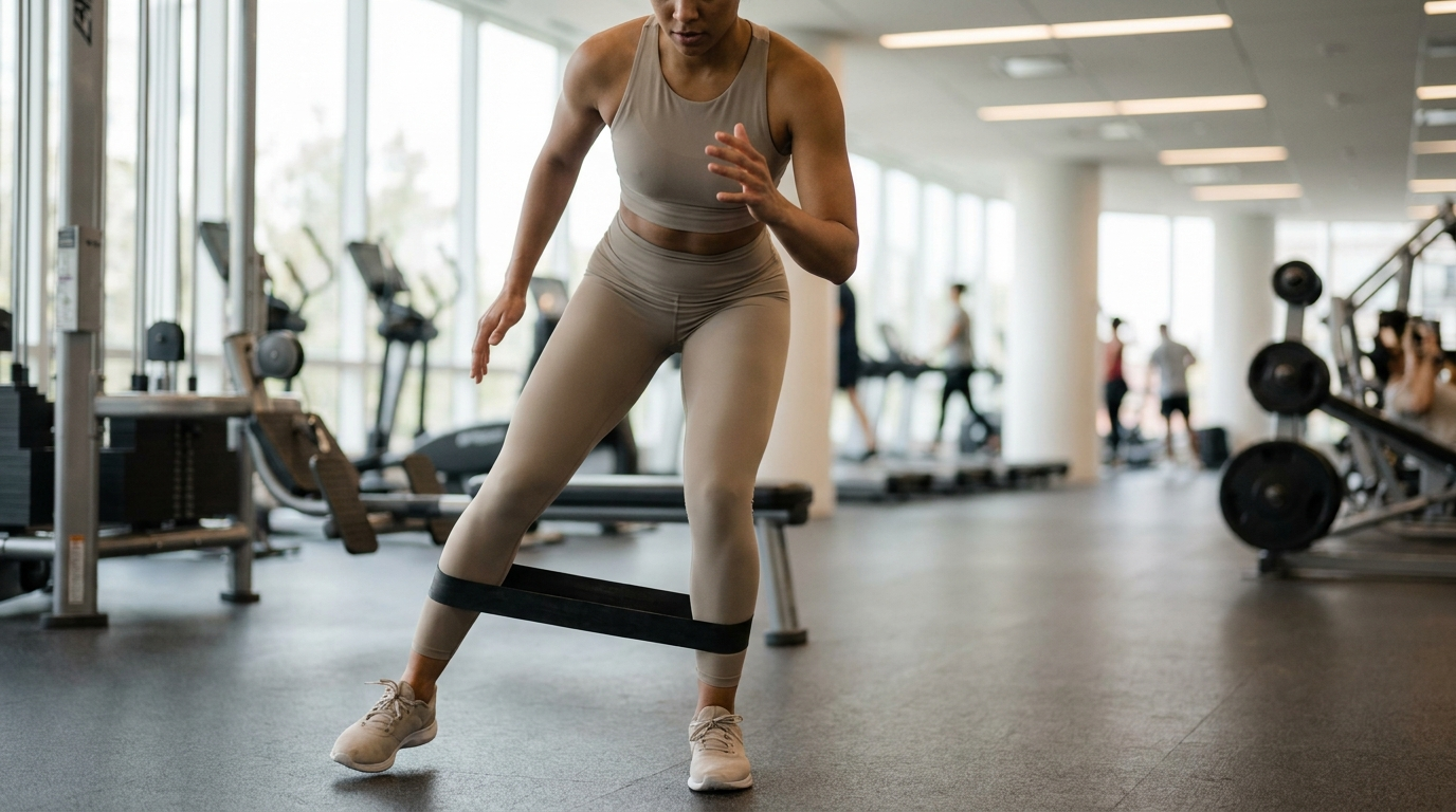 Person doing a lateral band walk