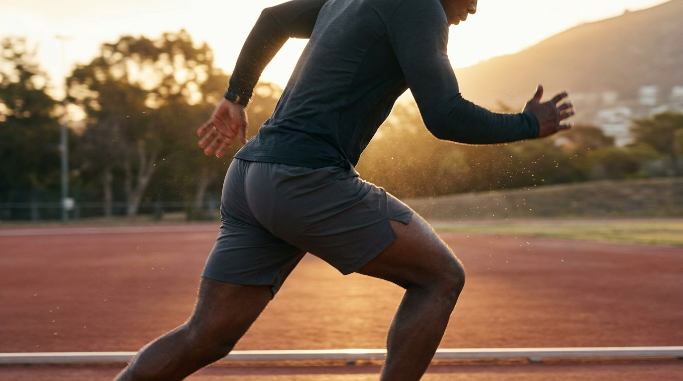 Athlete running intervals on a track to prepare for the IST 1.5-mile run