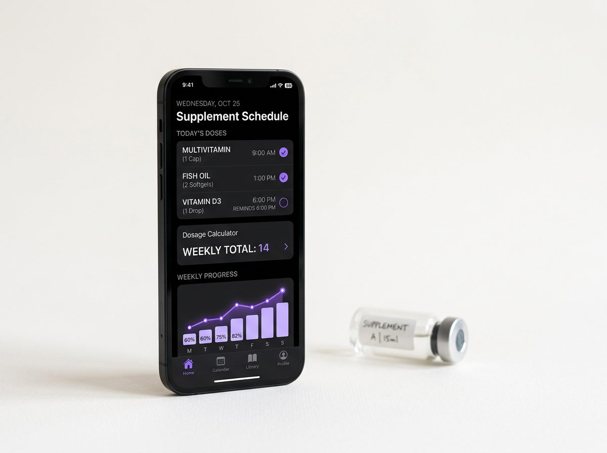 Peptide Hub tracking app on a smartphone