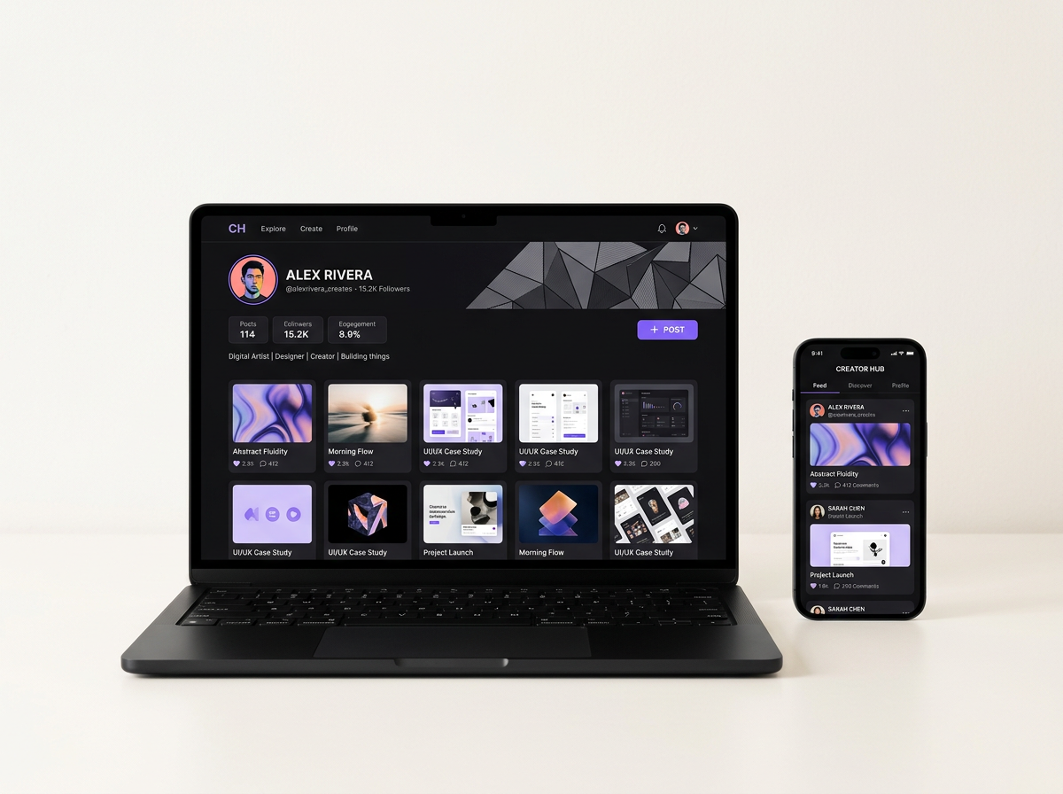 Quewd creator platform on laptop and phone