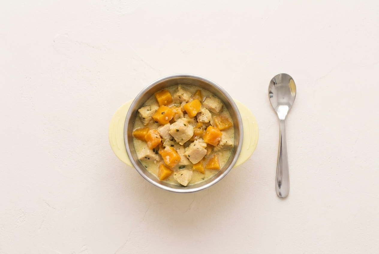 Mildes Hähnchen-Curry mit Kürbis