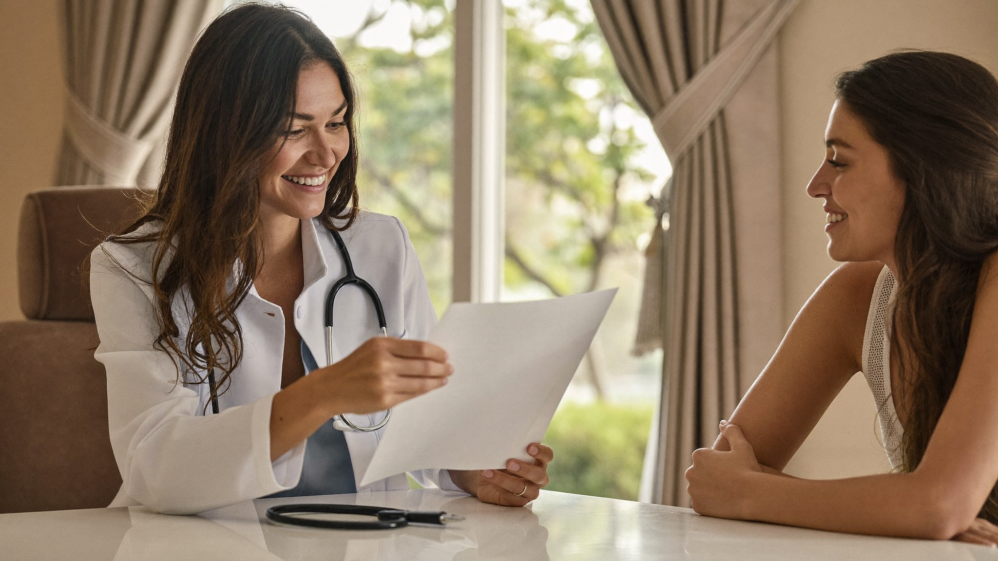 A doctor and patient reviewing a treatment plan together in a consultation room