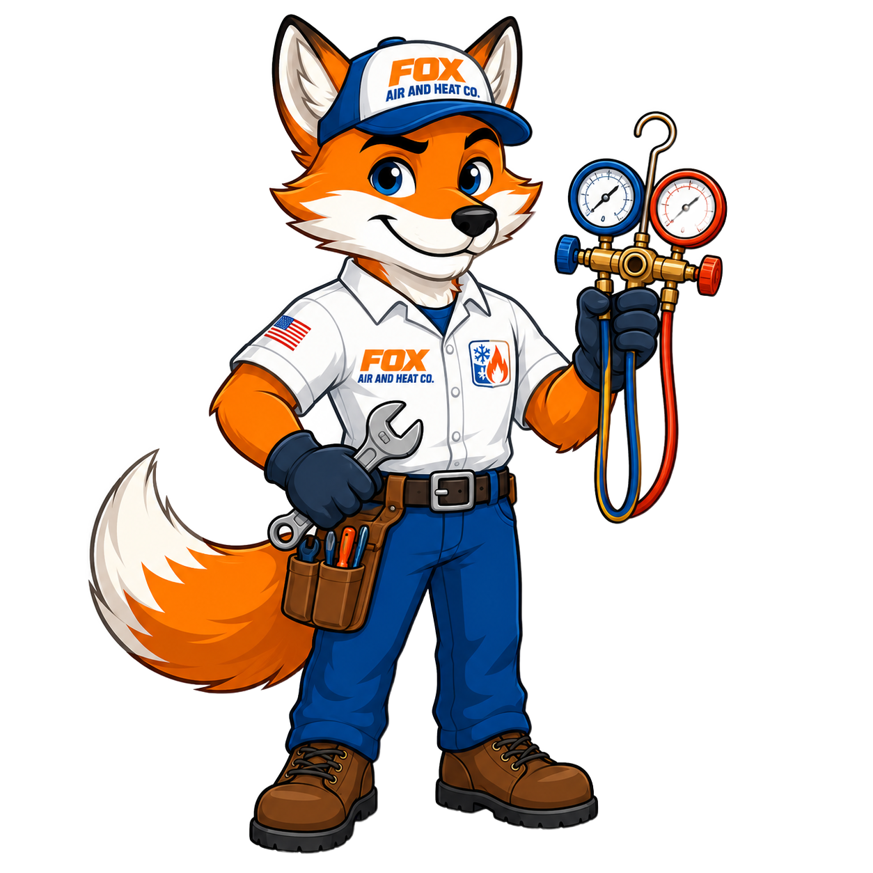 Fox Air and Heat technician mascot
