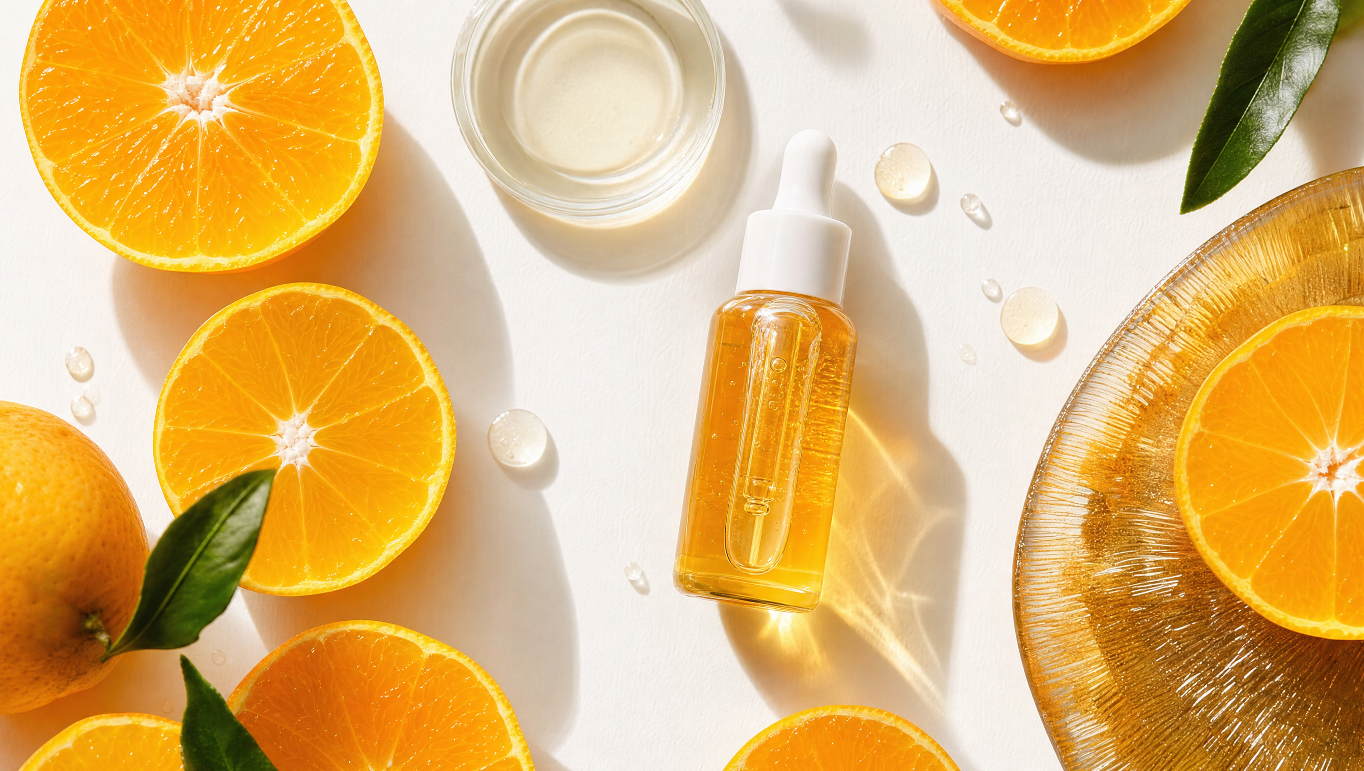 Vitamin C serum comparison with citrus mandarin editorial K-beauty