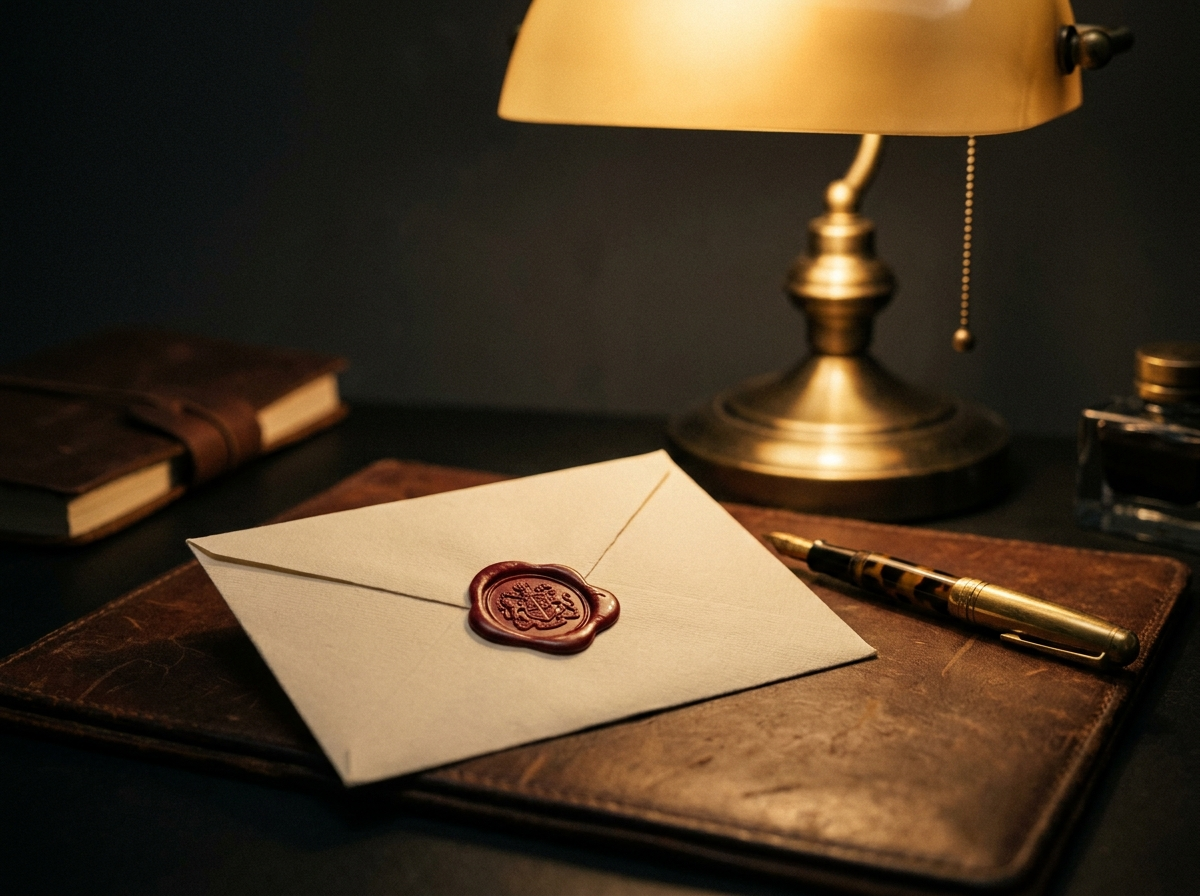 Two hands exchanging a plain manila envelope in near-darkness