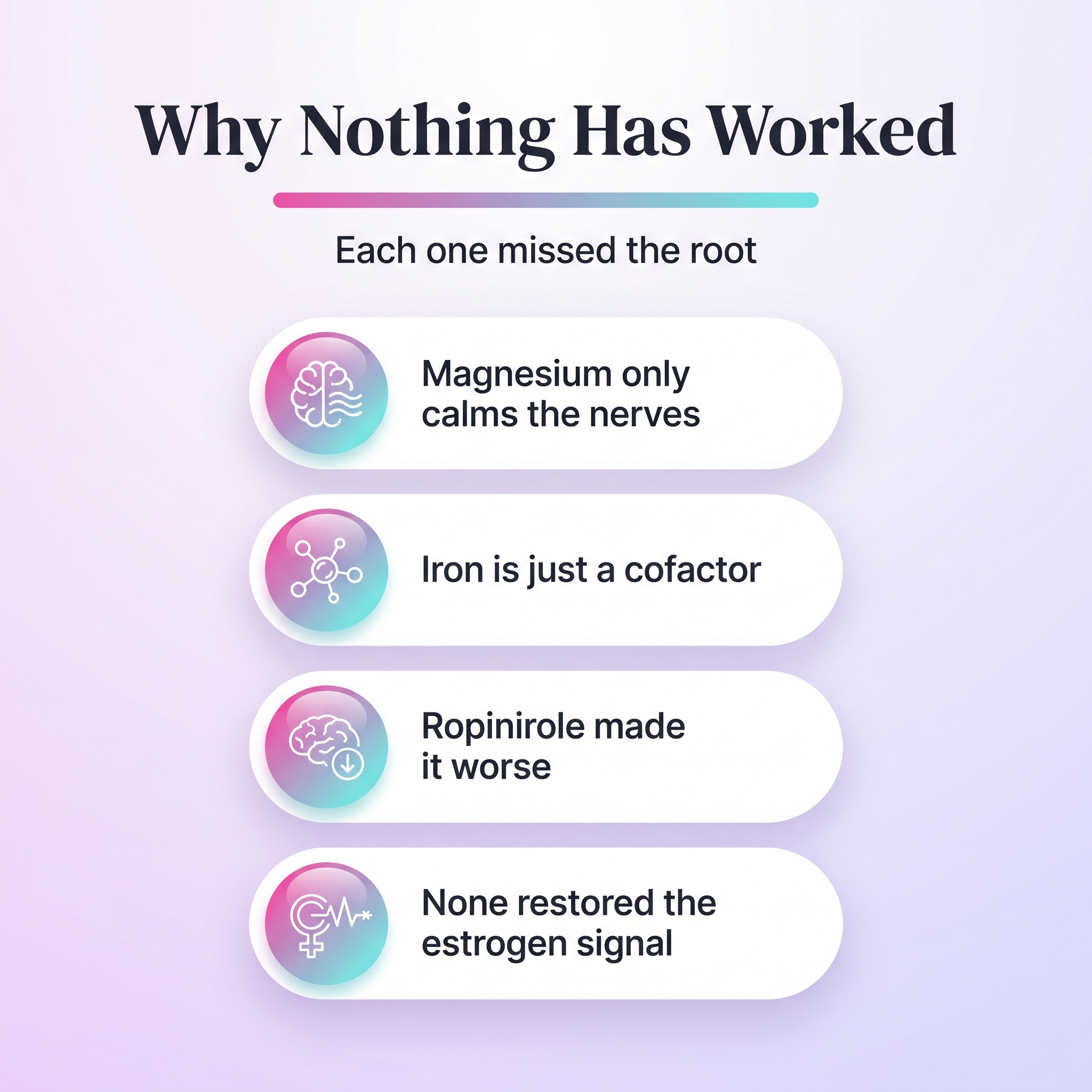 Why nothing worked, magnesium and iron only touch one piece