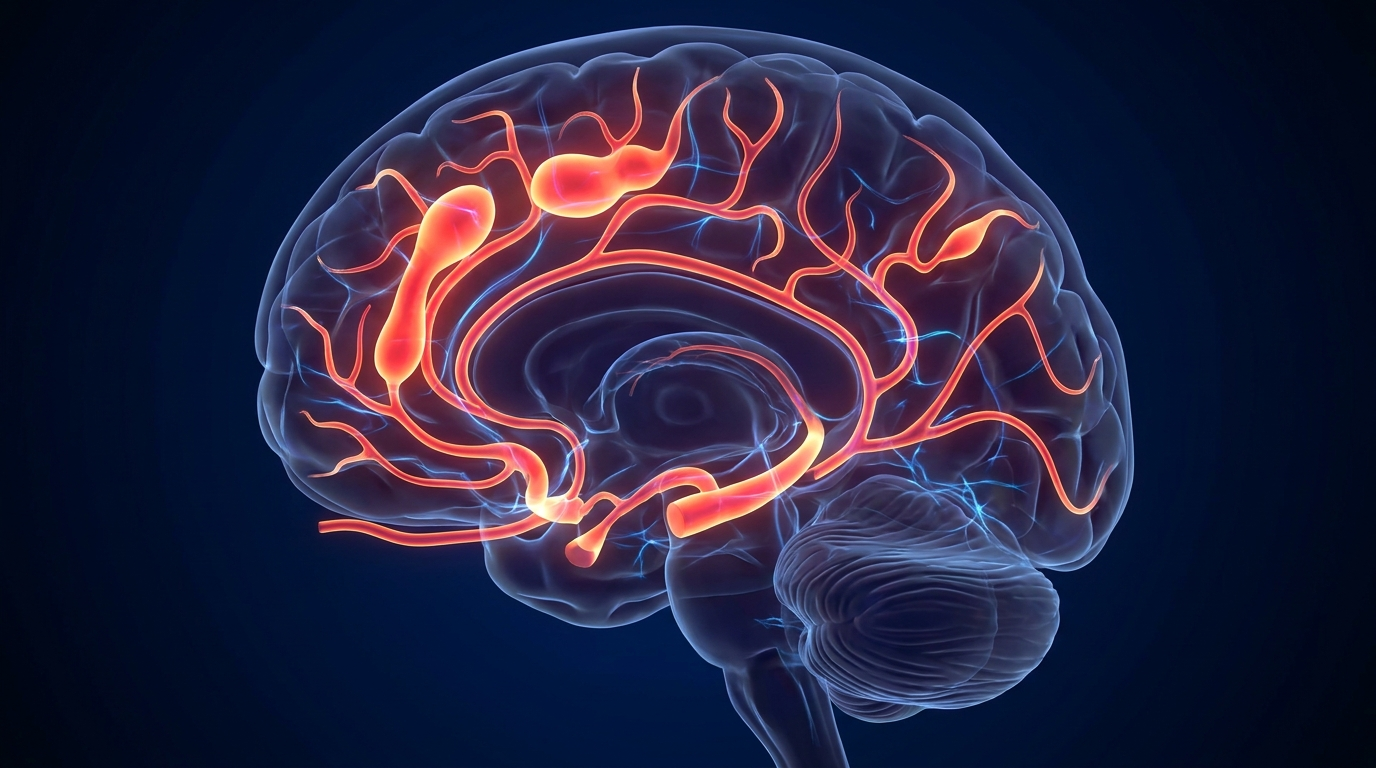 Brain cross-section — cerebral vasodilation