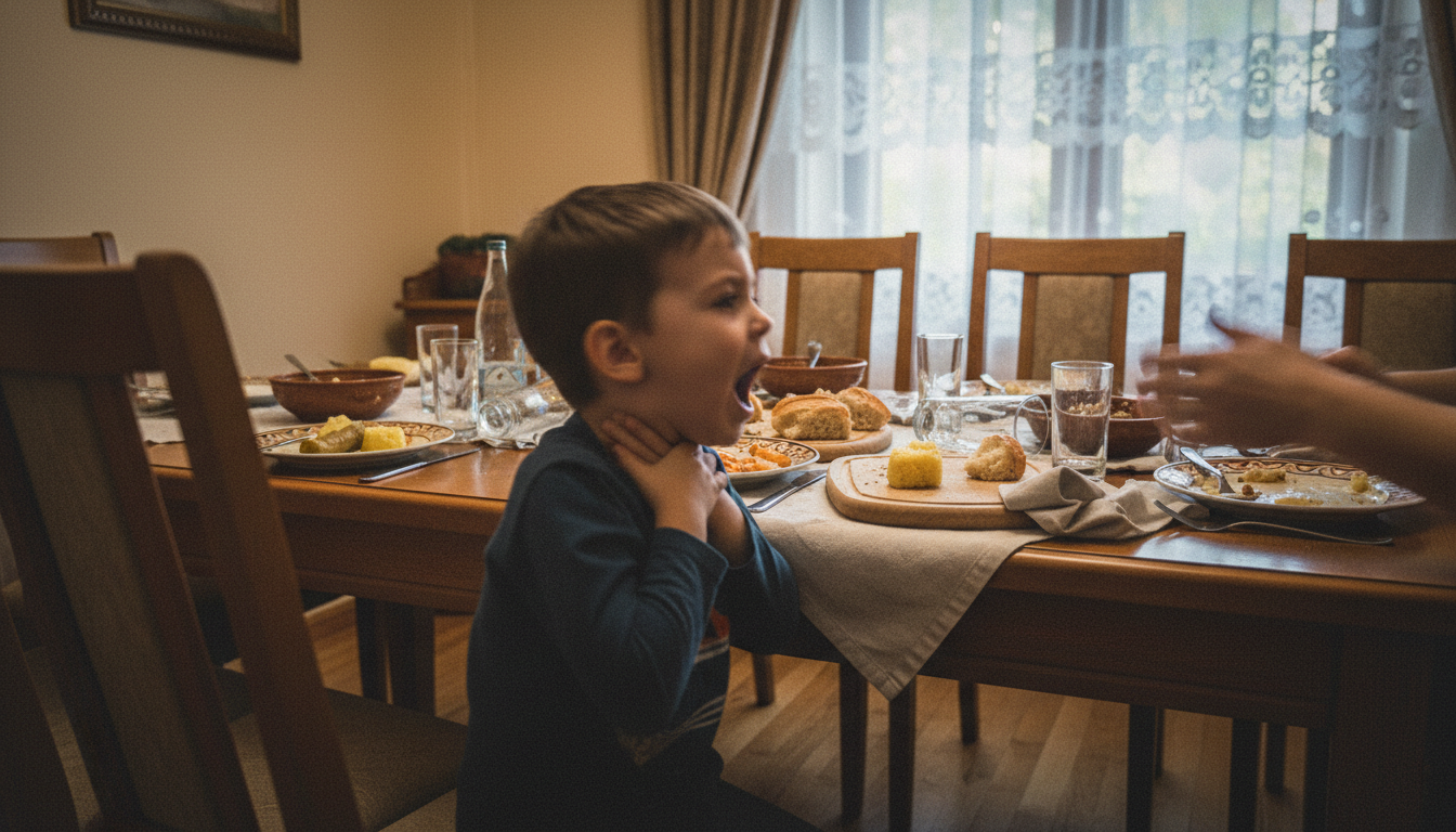 Andrei se sufoca la masa de duminică, familia paralizată de groază