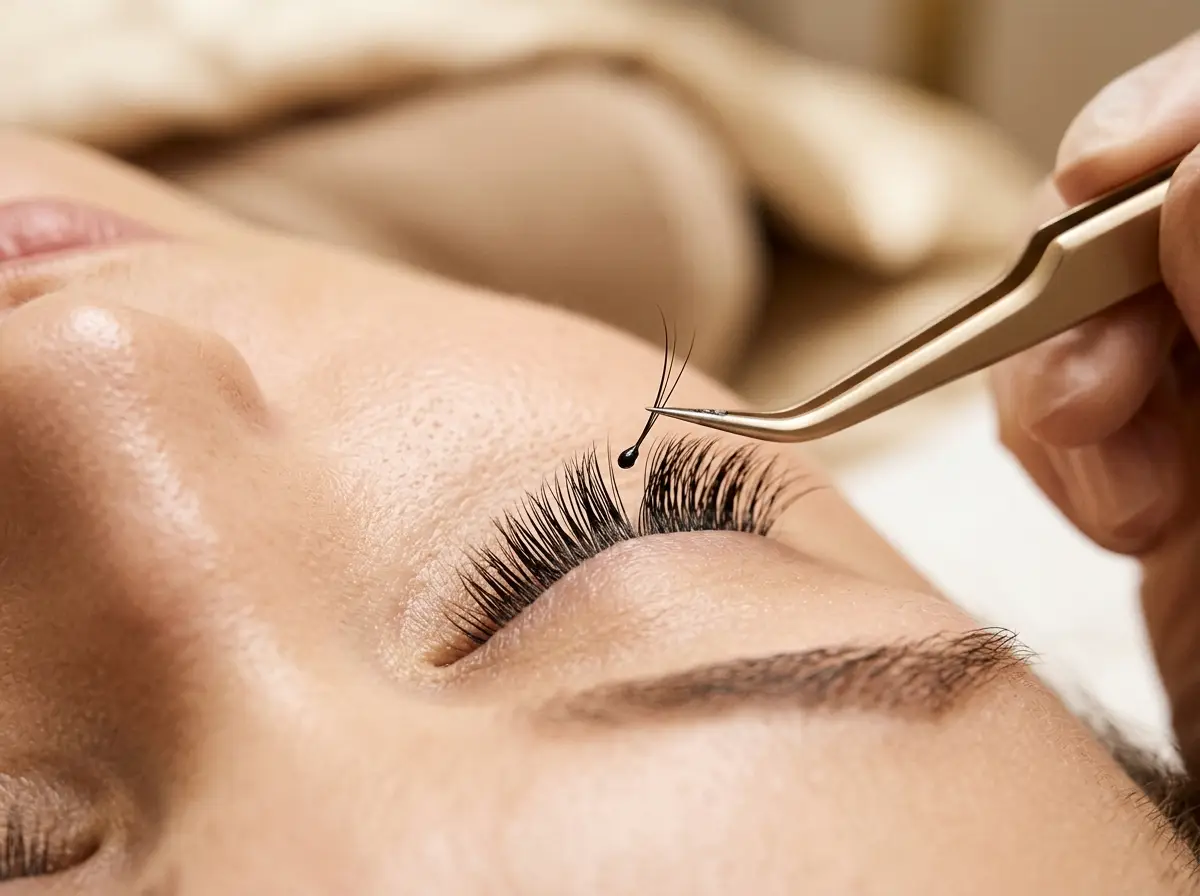 Wimpernverlängerung – Nahaufnahme des Auges