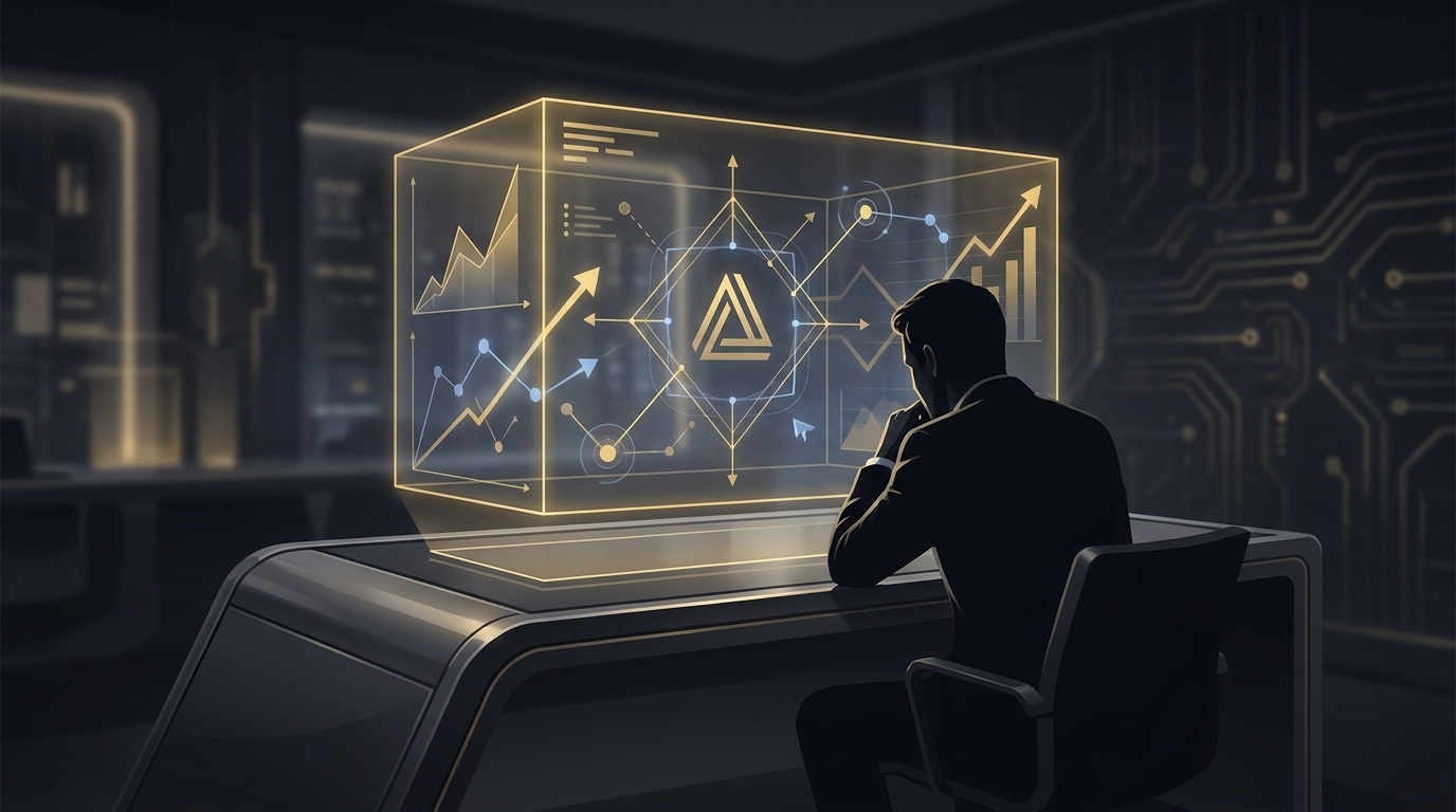 Post-trade review and reflection with glowing trade analysis hologram