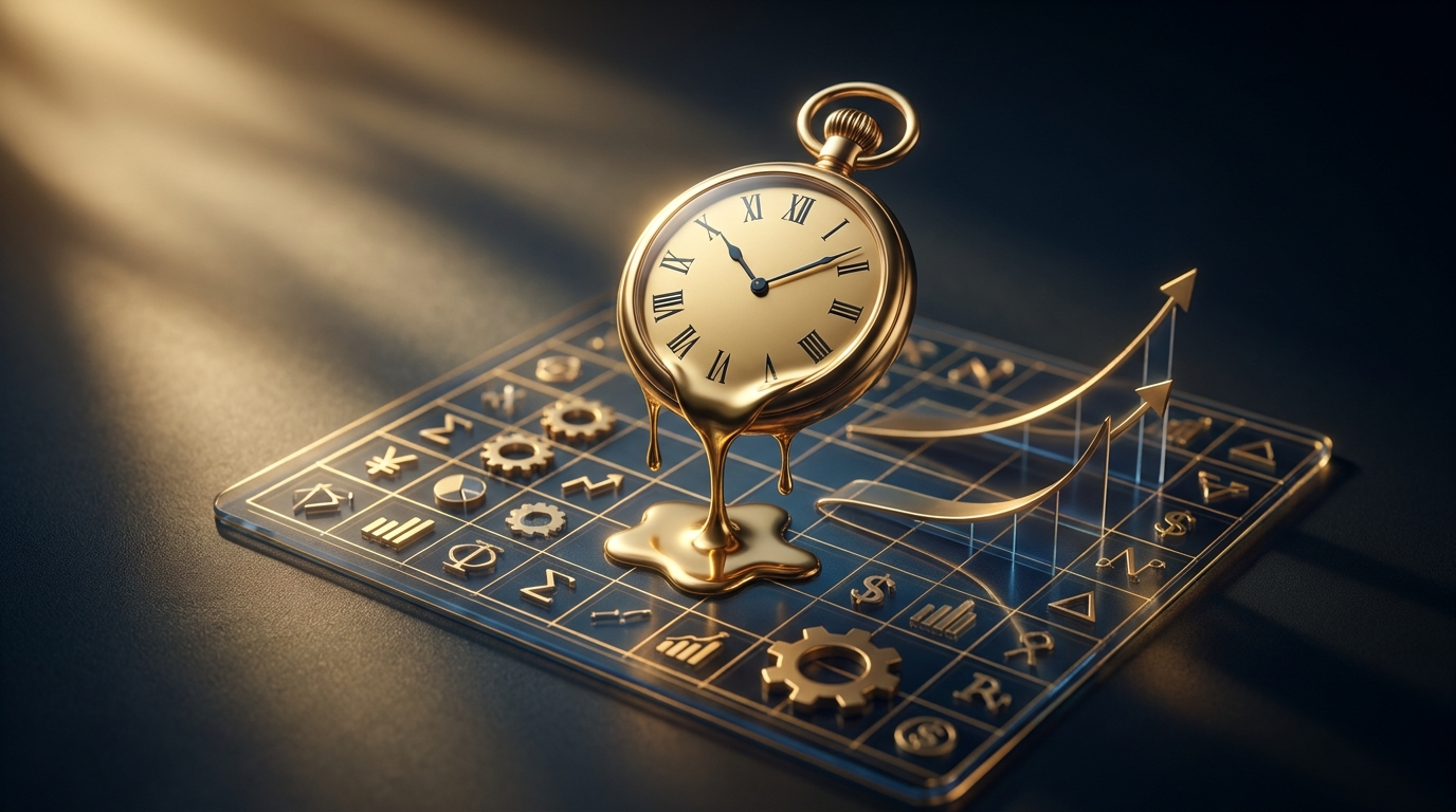 Theta time decay with melting clock over options pricing grid