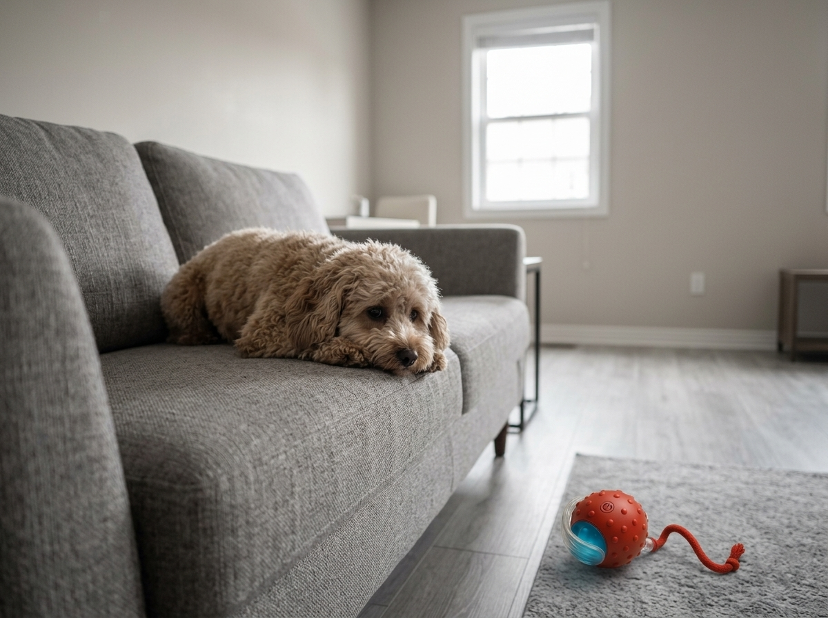 Verveelde hond thuis alleen