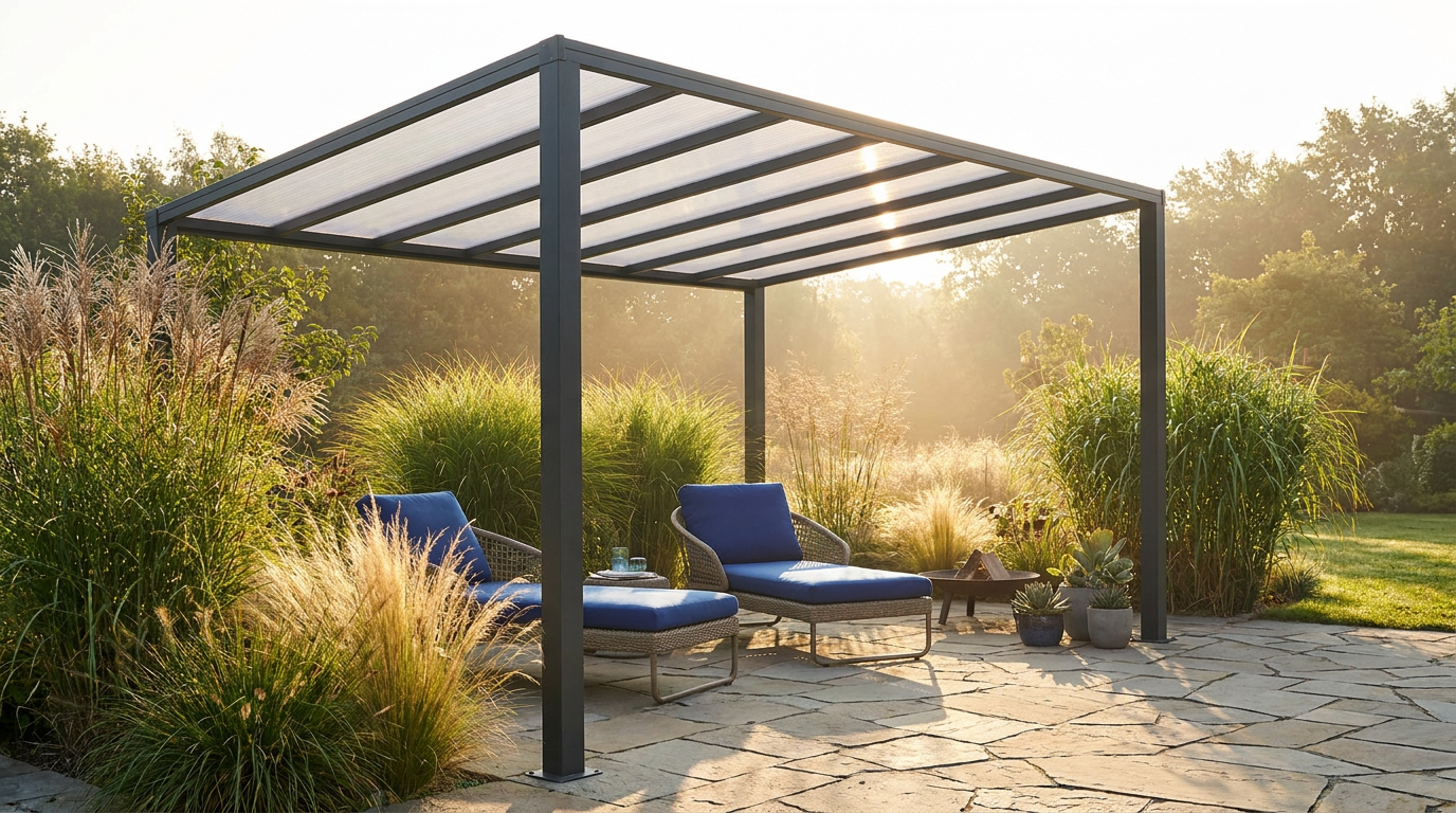 Pergola mit Stegplatten: modernes DIY-Projekt für den Garten