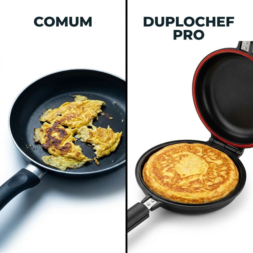 Comparação entre frigideira comum e DuploChef Pro