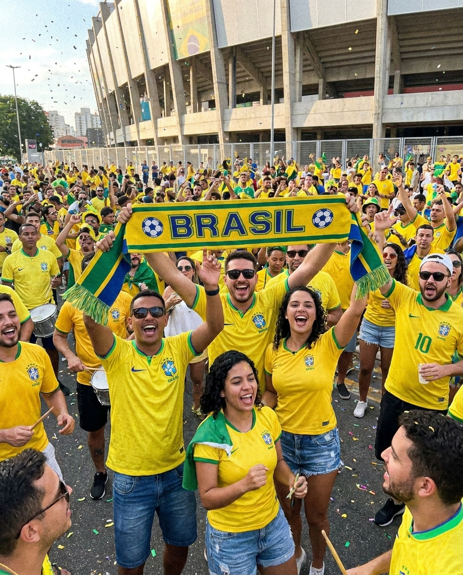 Brazil fans celebrating